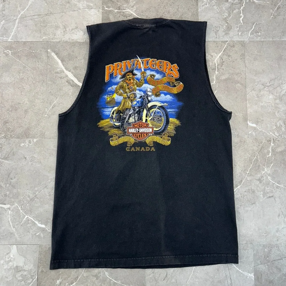 90s Vintage Harley Davidson Graphic Tee Mens Large Sleeveless Canada Polar Bear